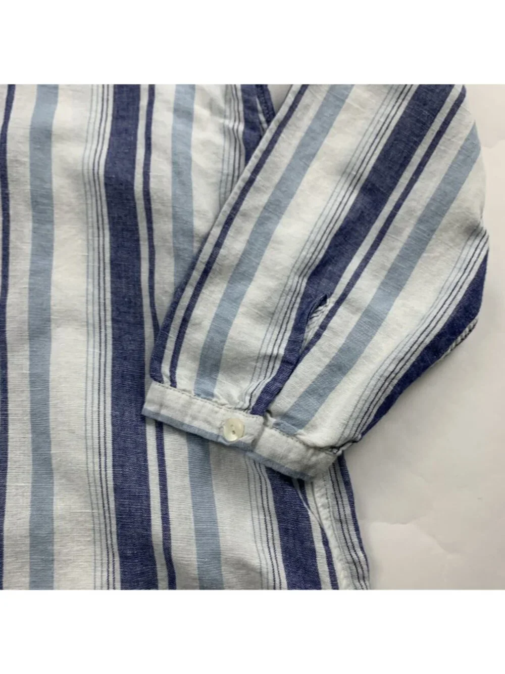J.Crew Blue Striped Linen Blend Split Neck Tunic Shirt Dress S - Picture 3 of 8